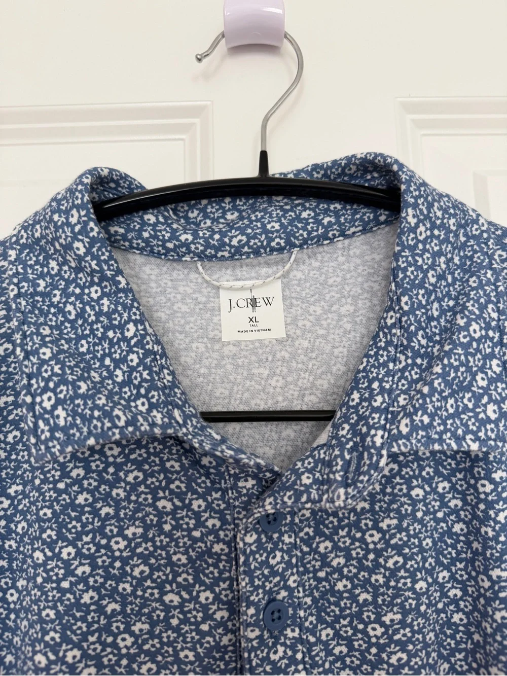 J. Crew Navy Blue Micro-Print Polo